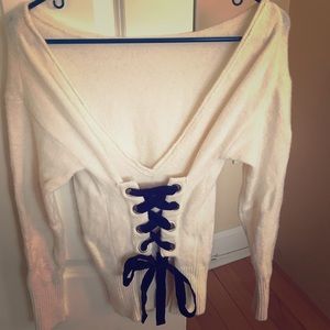 SOLD Victoria’s Secret Lace up back cream sweater